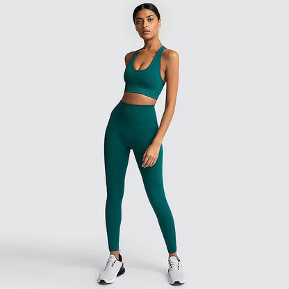 2 Piece Hyperflex Workout Long Sleeve Crop Top and High Waist Leggings