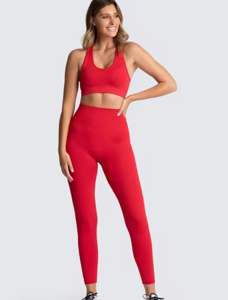 2 Piece Hyperflex Workout Long Sleeve Crop Top and High Waist Leggings