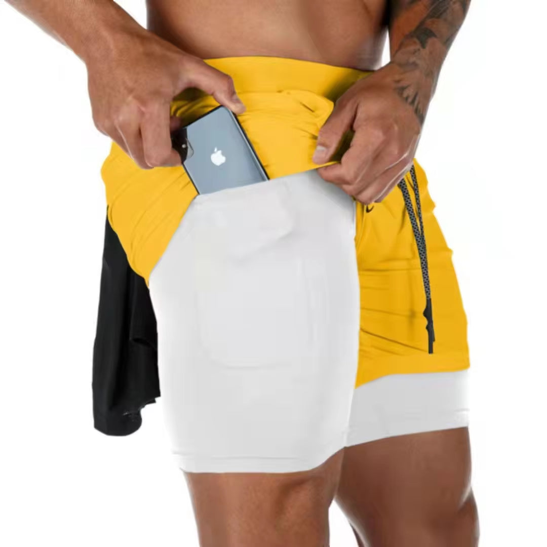 Men 2 in 1 Running Shorts 