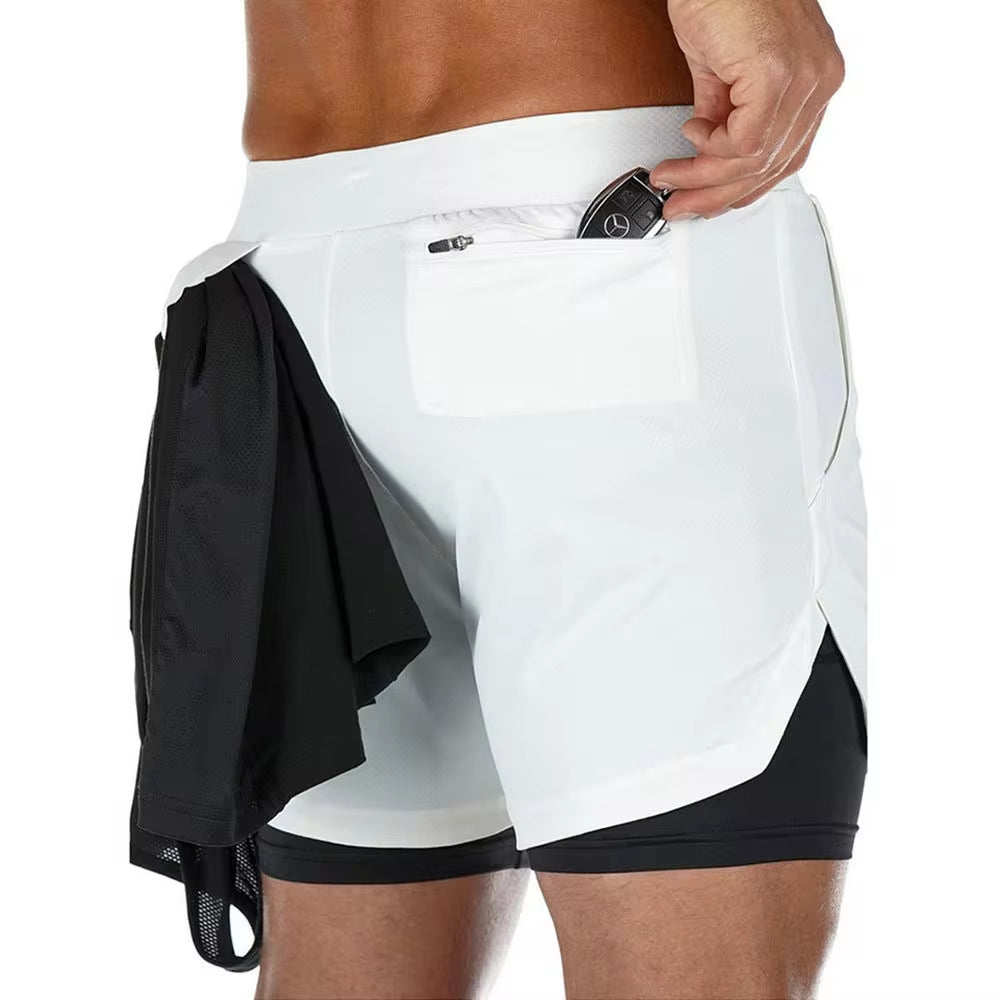 Men 2 in 1 Running Shorts 