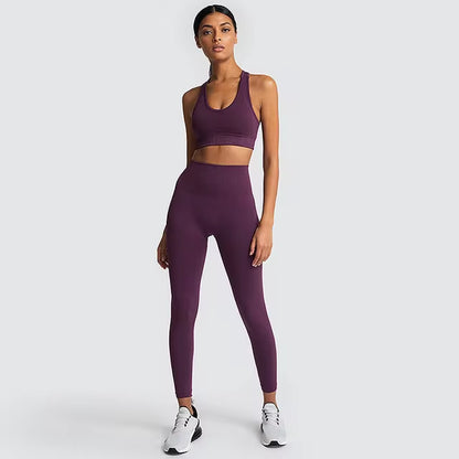 2 Piece Hyperflex Workout Long Sleeve Crop Top and High Waist Leggings