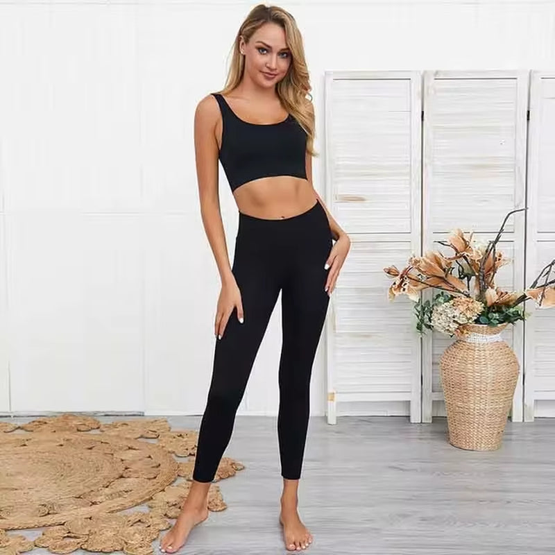 2 Piece Hyperflex Workout Long Sleeve Crop Top and High Waist Leggings