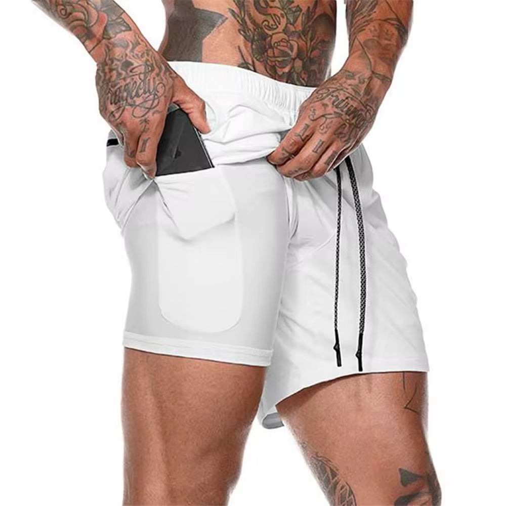 Men 2 in 1 Running Shorts 