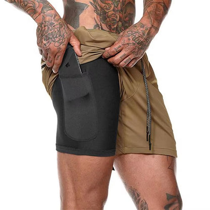 Men 2 in 1 Running Shorts 