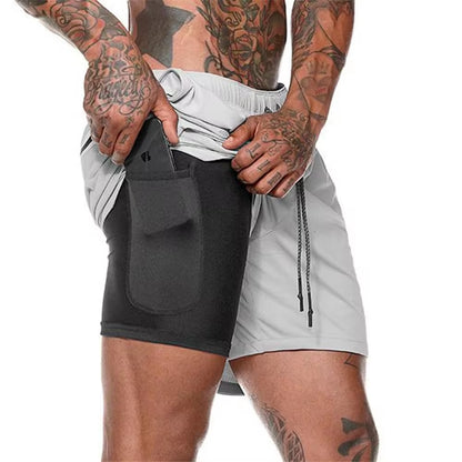 Men 2 in 1 Running Shorts 