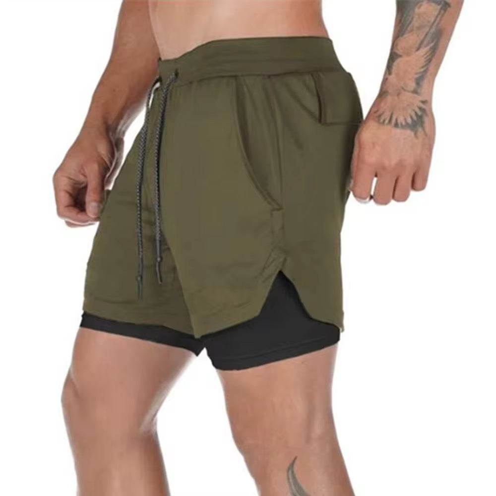 Men 2 in 1 Running Shorts 