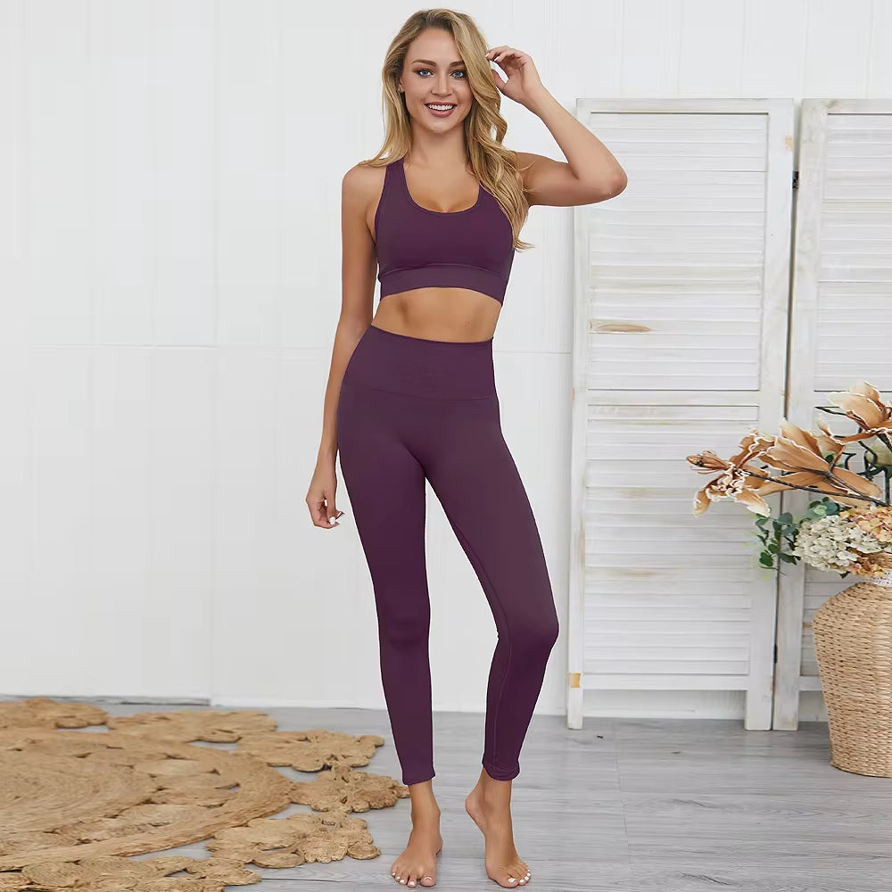 2 Piece Hyperflex Workout Long Sleeve Crop Top and High Waist Leggings