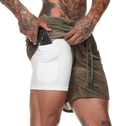 Men 2 in 1 Running Shorts 