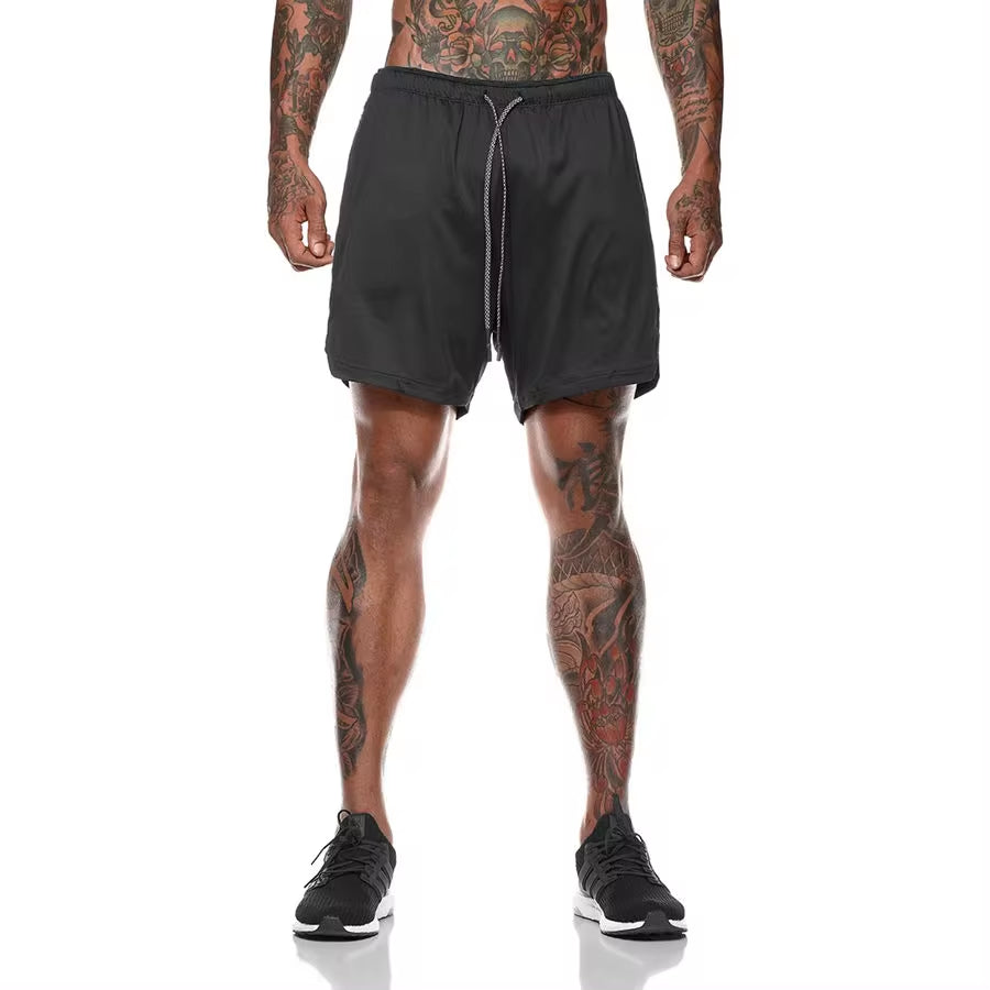 Men 2 in 1 Running Shorts 