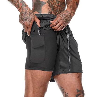 Men 2 in 1 Running Shorts 